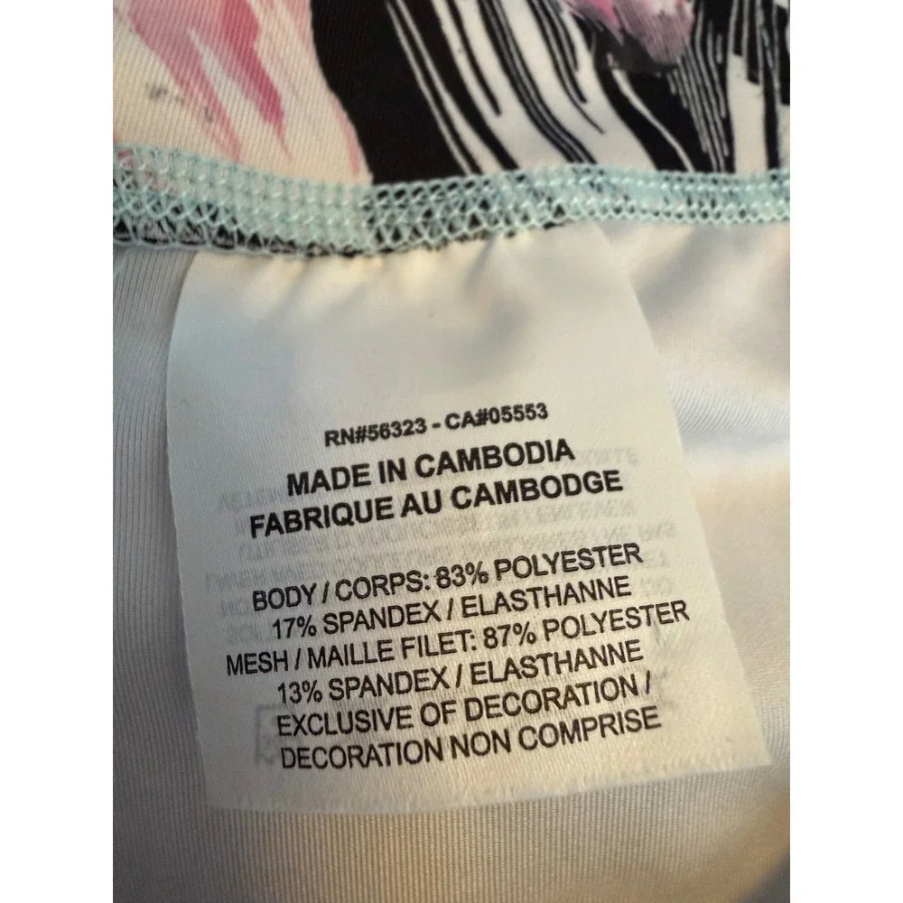 Nike Womens 2XL Floral Print Mesh Panel Leggings Blue Pink